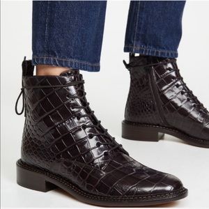 Vince Cabria boots Croc embossed leather Black 39.5